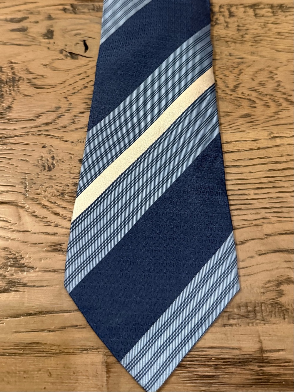 Giorgio Armani Navy and Light Blue Diagonal Stripe Silk Tie
